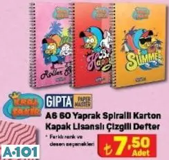 GIPTA A6 60 YAPRAK SPİRALLİ KARTON KAPAK LİSANSLI ÇİZGİLİ DEFTER